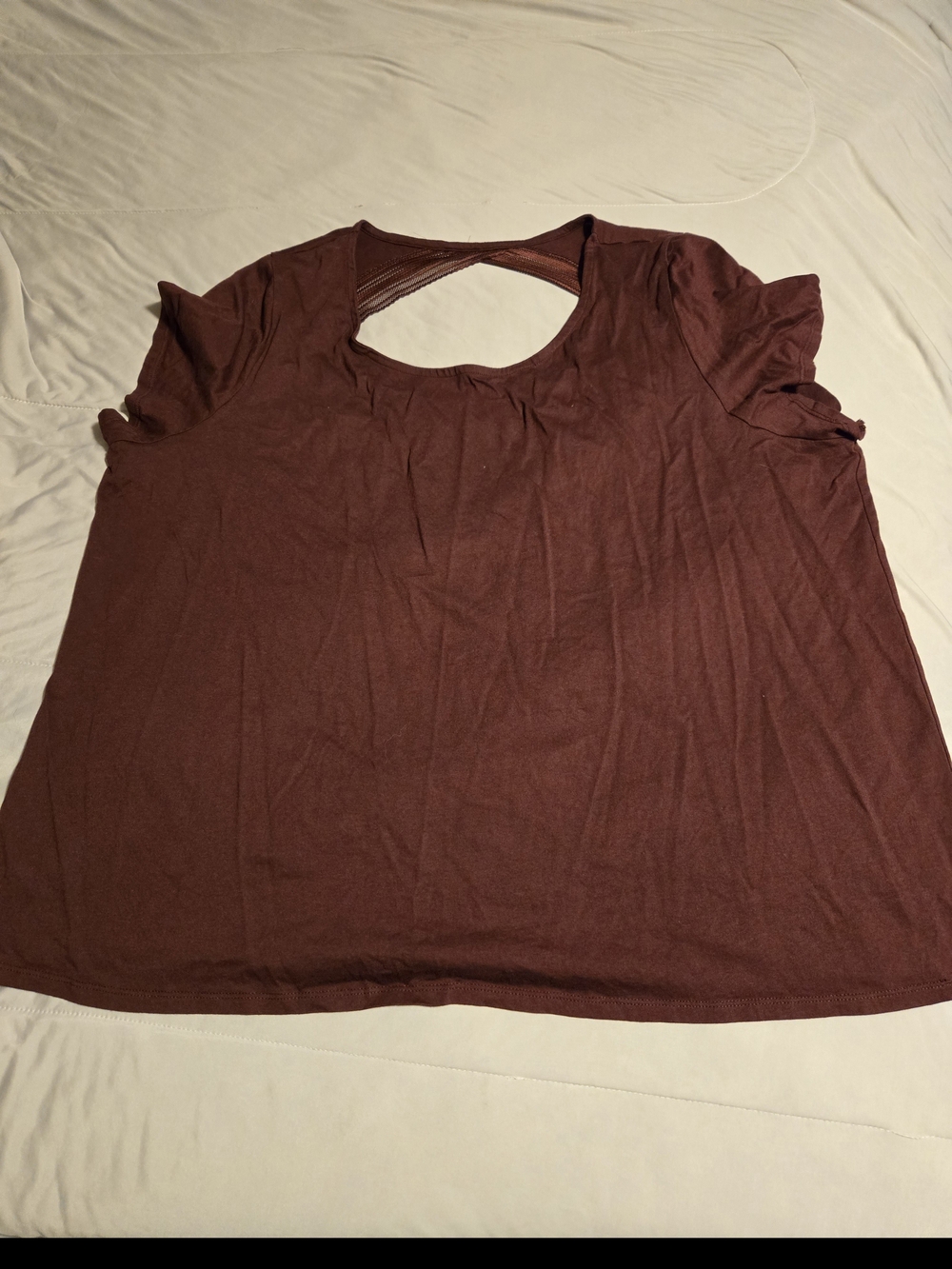 Cacique Short Sleeve Cutout Top - Burgundy Wine